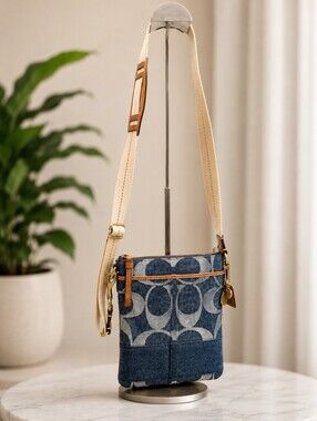 Coach Denim Signature Swingpack Crossbody Bag